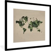 Fotolijst incl. Poster - Wereldkaart - Planten - Patroon - 40x40 cm - Posterlijst