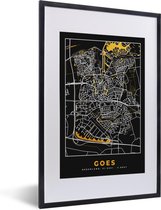 Affiche avec cadre Map - Goes - Or - Zwart - 40x60 cm - Plan de la ville