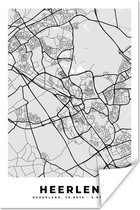 Poster Stadskaart - Heerlen - Grijs - Wit - 20x30 cm - Plattegrond