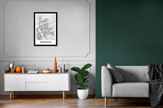 Affiche avec cadre Plan de la ville - Rosmalen - Grijs - Wit - 40x60 cm - Carte