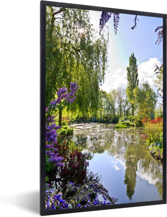 Fotolijst incl. Poster - Kleuren met weerkaatsing in het water van Monet's tuin in Frankrijk - 40x60 cm - Posterlijst