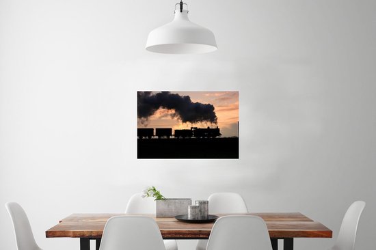 Poster Une locomotive à vapeur au coucher du soleil 90x60 cm - Tirage photo sur Poster (décoration murale salon / chambre)