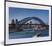 Fotolijst incl. Poster - Boten onder de Sydney Harbour Bridge in Australië - 40x30 cm - Posterlijst