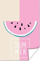Poster Watermeloen - Pastel - Roze - 20x30 cm
