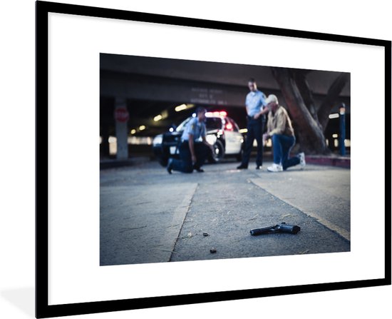 Fotolijst incl. Poster - Politie op plaats delict - 90x60 cm - Posterlijst