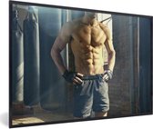 Affiche avec cadre Hommes musclés - Photo d'un boxeur musclé - cadre photo noir - 30x20 cm - Affiche avec cadre