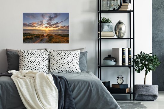 Affiche colorée coucher de soleil sur les dunes calmes papier 60x40 cm - Tirage photo sur Poster (décoration murale salon / chambre) / Poster Paysages