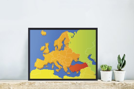 Cadre photo avec affiche - Cartes - Europe - Couleurs - 40x30 cm - Cadre pour affiche