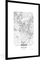Photo encadrée - Plan de la ville Heerlen cadre photo noir avec passe partout blanc 80x120 - Plan 80x120 cm - Affiche encadrée (Décoration murale salon / chambre)