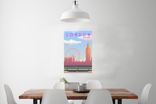 Affiche dessin de la ligne d'horizon de Londres, Angleterre - 60x90 cm