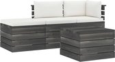 Medina 4-delige Loungeset met kussens pallet massief grenenhout