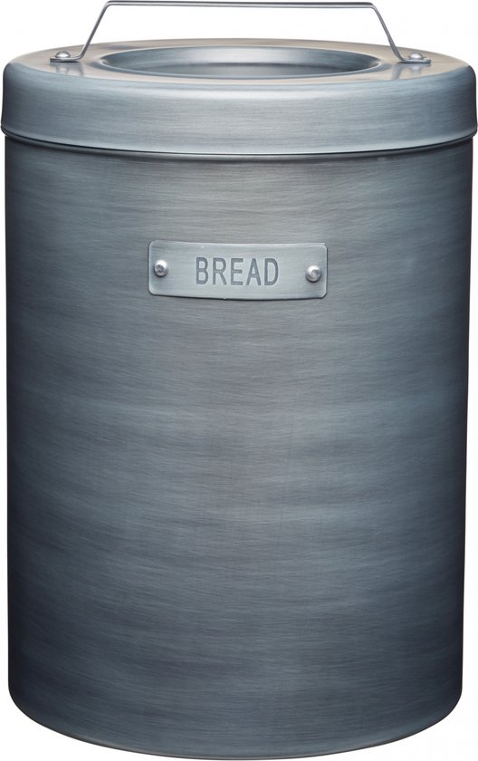 KitchenCraft Industrial Kitchen Brood Bewaardoos - Broodkist 34 x 23 Centimeter Ijzer - Grijs