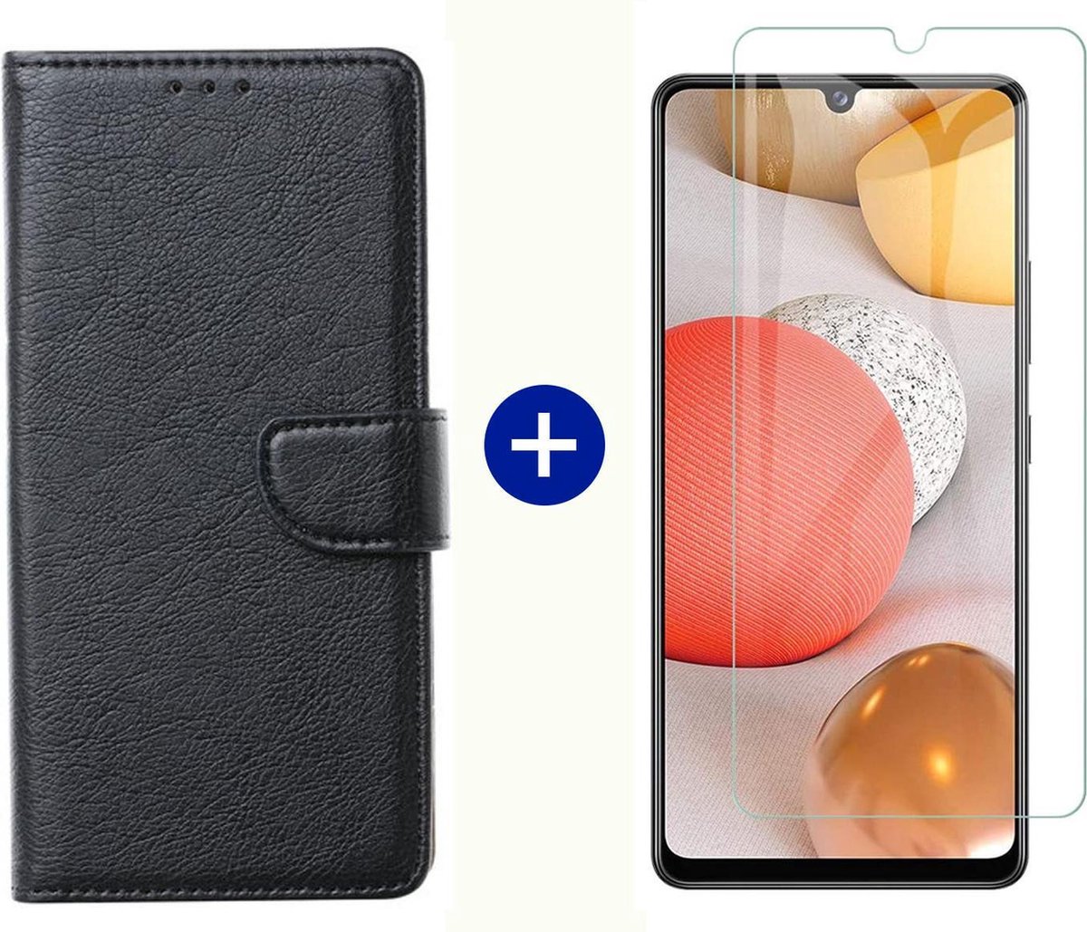 BixB Samsung A42 5G hoesje - Samsung Galaxy A42 5G screenprotector - BookCase Wallet - Zwart