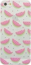 GadgetBay TPU watermeloen hoesje iPhone 5/5s en SE Doorzichtige fruit cover groen roze