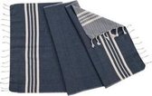 Kleine Hamamdoek Krem Sultan Navy - 100x50cm - dunne katoenen handdoek - sneldrogende saunahanddoek (niet geschikt als lendendoek)
