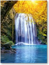 Oase aan waterval - Erawan waterval in de herfst, Thailand - 30x40 Poster Staand - Landschap - Natuur