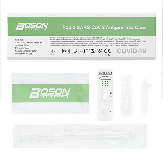 1 X BOSON ZELFTEST SINGLE PACKED Corona (Covid 19) Corona Zelftest - Rapid SARS-CoV-2 Antigen Test Card (neustest) 1 Stuk