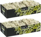 3x pakjes decoratie/hobby mos naturel/wit 500 gram - Decoratie materialen bloemstukjes