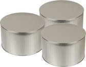 Set van 3x stuks opslagboxen/voorraadblik met klik-deksel in de kleur zilver van tin-metaal  met formaat 17 x 10.3 cm