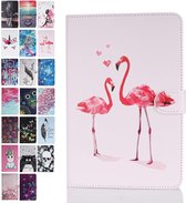 ipad lucht 2 deksel - ZINAPS Tablet Case Compatibel met Apple iPad 2018 2017 Air 2 Air (9,7 inch) Leather Case patroon beschermende flip cover met Card Slot - Flamingo