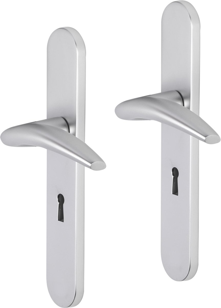 Deurkruk - Impresso Oxford - Voor binnen - Ovaal deurschild met sleutelgat - Aluminium - 2 stuks