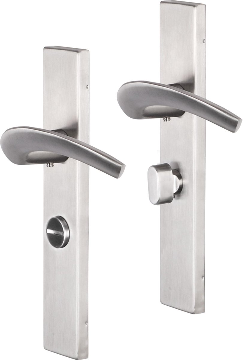 Deurkruk - Impresso Watton - Voor binnen - Vierkant deurschild met toiletsluiting - RVS - 2 stuks