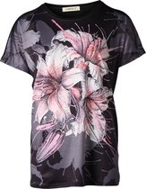 Dames shirt  met bloem zwart | Maat M/L