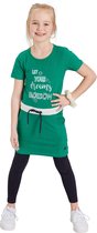 Meisjes jurk tricot groen | Maat 128/ 8Y