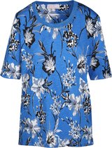 Cassis - Female - Lang T-shirt met bloemenprint  - Blauw