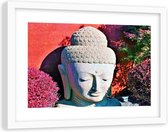 Foto in frame , Boeddha tussen planten , 120x80cm , Multikleur , Premium print