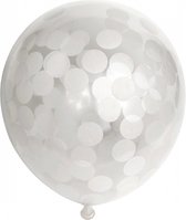 Ballonnen - Confetti - Wit - 30cm - 6st.