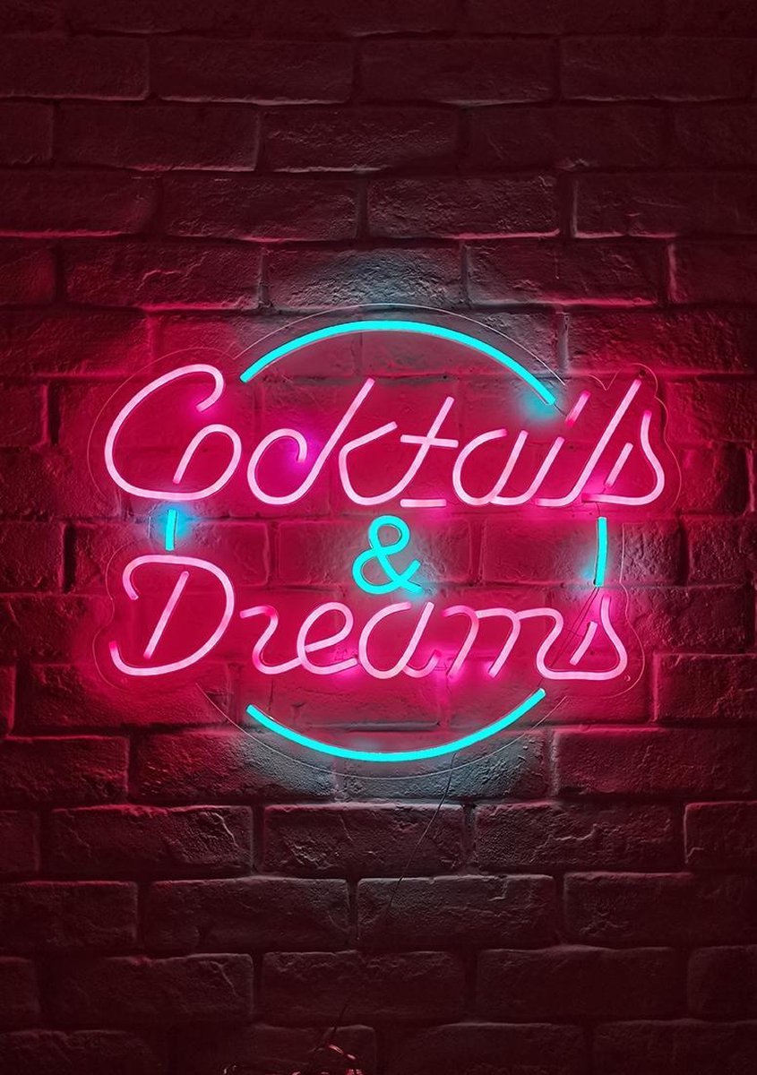 OHNO Woonaccessoires Neon Sign - Cocktails Dreams - Neon Verlichting - Tekst