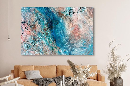 Couleurs bleues sur toile de peinture 180x120 cm - Tirage photo sur toile (Décoration murale salon / chambre) XXL / Groot format!