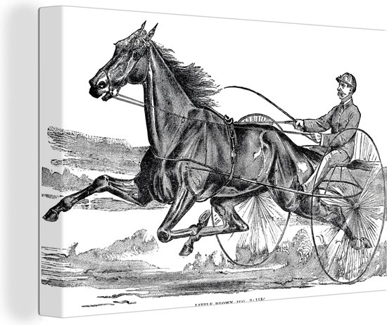 Canvas Schilderij Een illustratie van een paard in de drafsport - 60x40 cm - Wanddecoratie