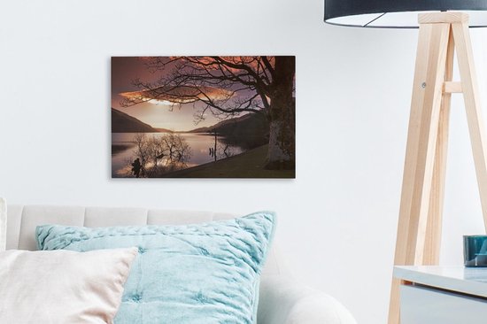 Ciel rose sur le parc national du Loch Lomond et les Trossachs en Ecosse Toile 30x20 cm - petit - Tirage photo sur toile (Décoration murale salon / chambre)