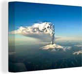 Fumée du stratovolcan Etna en Italie Toile 80x60 cm - Tirage photo sur toile (Décoration murale salon / chambre)