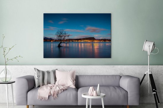 The Wanaka Tree at Lake Wanaka in New Zealand Canvas 120x80 cm - Tirage photo sur toile (Décoration murale salon / chambre)
