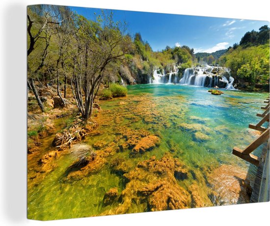 Kleurrijke wateren in het Nationaal park Krka in Kroatië Canvas - Canvas