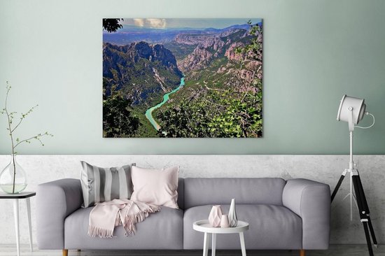 Canvas schilderij 160x120 cm - Wanddecoratie Uitzicht op de Gorges du Verdon in de Alpen - Muurdecoratie woonkamer - Slaapkamer decoratie - Kamer accessoires - Schilderijen