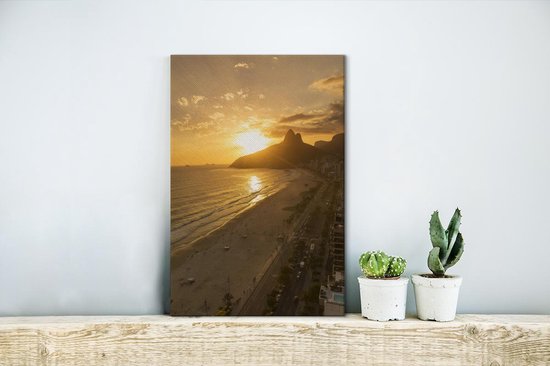 Coucher de soleil à la plage sud-américaine d' Ipanema Toile 20x30 cm - petit - Tirage photo sur toile (Décoration murale salon / chambre)