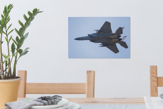 Un jet blanc dans un ciel bleu Toile 30x20 cm - petit - Tirage photo sur toile (Décoration murale salon / chambre)