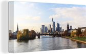 Canvas Schilderij Uitzicht op de Duitse stad Frankfurt am Main - 40x20 cm - Wanddecoratie