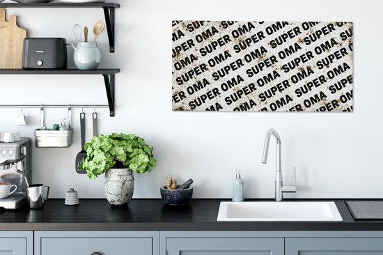 Canvas schilderij 80x40 cm - Wanddecoratie Oma - Spreuken - Quotes - Super oma - Muurdecoratie woonkamer - Slaapkamer decoratie - Kamer accessoires - Schilderijen - Moederdag cadeautje - Cadeau voor moeder - Tekstbord