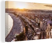 Vue aérienne de la ville française de Nice au coucher du soleil Toile 120x80 cm - Tirage photo sur Toile (Décoration murale salon / chambre) / Villes européennes Peintures sur toile