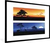 Image encadrée - Une illustration de cadre photo de paysages africains 80x60 cm - Affiche encadrée (Décoration murale salon / chambre)