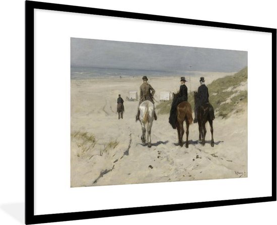 Fotolijst incl. Poster - Morgenrit langs het strand - Schilderij van Anton Mauve - 90x60 cm - Posterlijst