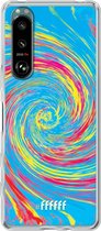 6F hoesje - geschikt voor Sony Xperia 5 III -  Transparant TPU Case - Swirl Tie Dye #ffffff