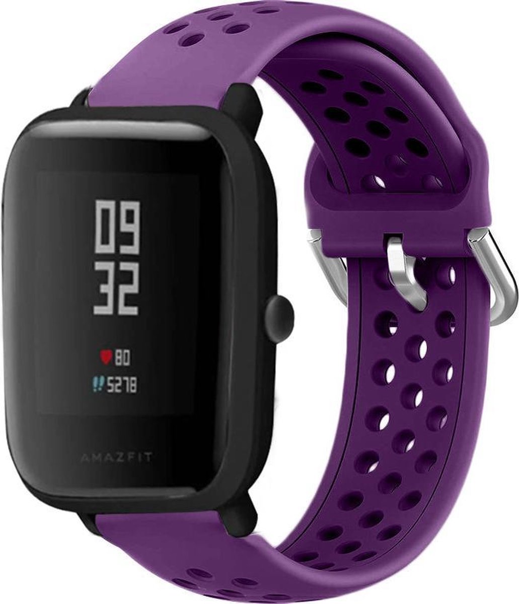 Siliconen bandje met gaatjes – geschikt voor Xiaomi Amazfit Bip (42mm) – paars