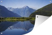 Tuinposter - Tuindoek - Tuinposters buiten - Berg - Comomeer - Alpen - 120x80 cm - Tuin