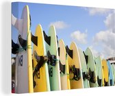 Une rangée de planches de surf toile 140x90 cm - Tirage photo sur toile (Décoration murale salon / chambre)